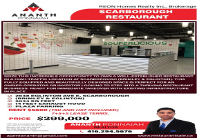 2648 EGLINTON AVE E, SCARBOROUGH, ,Restaurant,For Sale,EGLINTON AVE E,1186